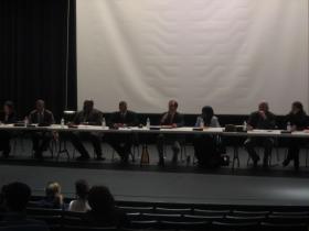 The Ypsilanti Public Schools' Board of Education at the special meeting held Thursday to announce the administration's plan to restructure the district and close two schools.