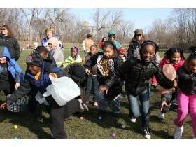 Children scramble to collect Easter Eggs at the Jaycees' annual Easter Egg Hunt and Marshmallow Drop at Frog Island Saturday. Nearly 600 children came out to the event. Video from the event will be posted soon.
