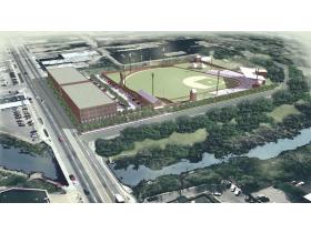 A rendering of baseball park at the city's Water Street site was presented to the community at the meet and greet last evening. The rendering was created by FX Architecture, of Royal Oak.
